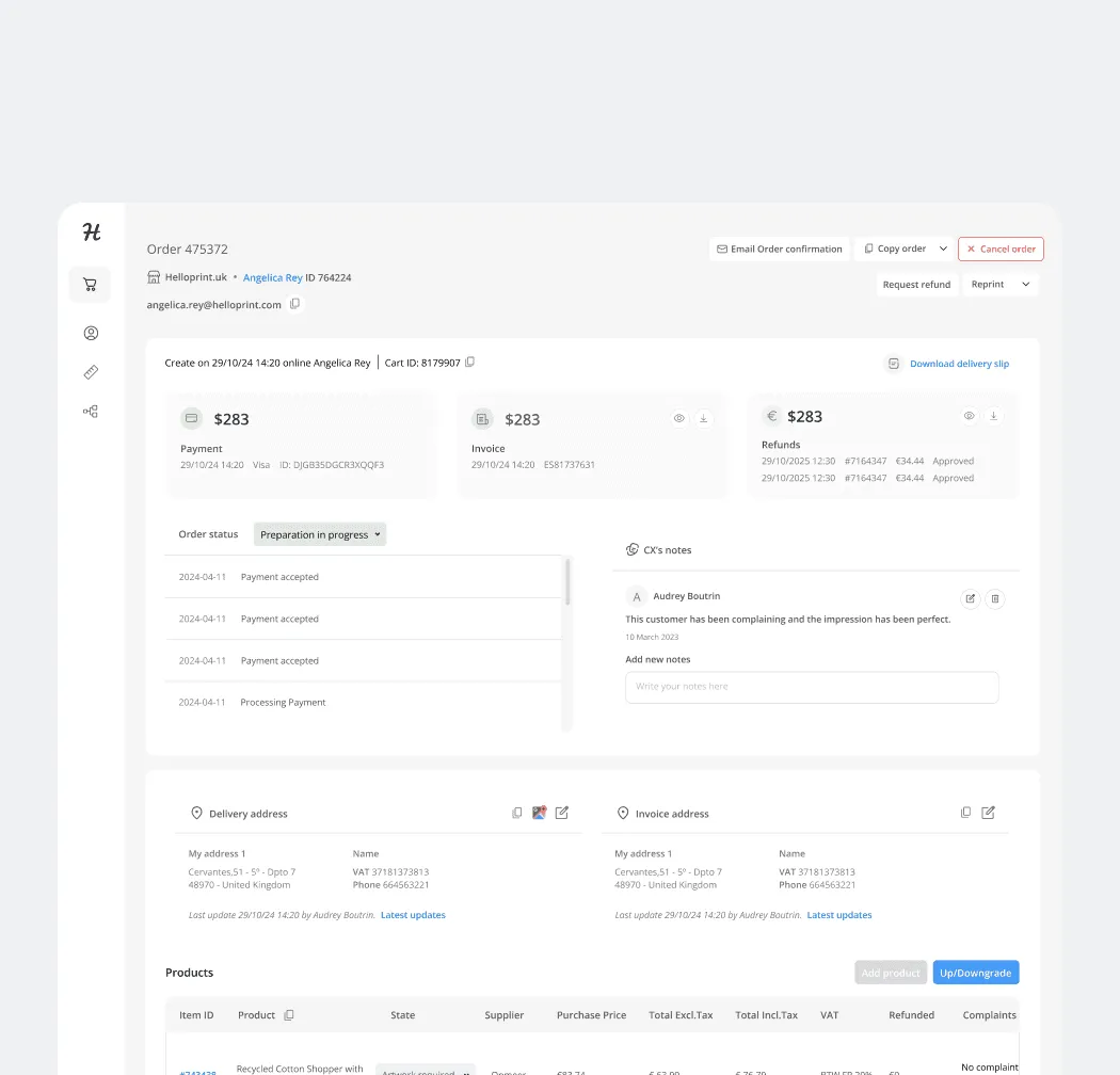 360 Platform: New order overview