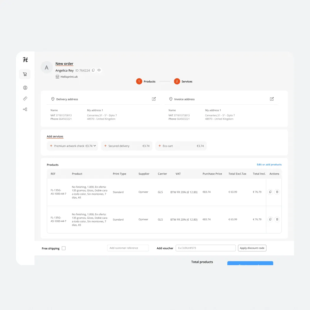 Order creation in 360 platform