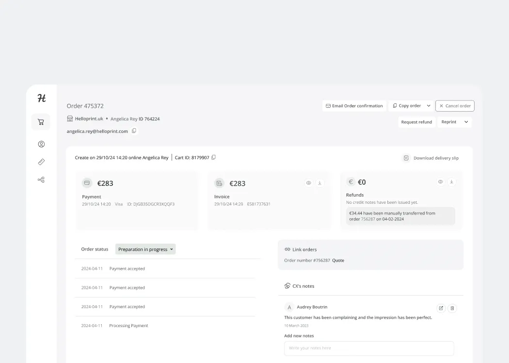 Más trazabilidad y visibilidad de las transferencias de fondos entre pedidos.